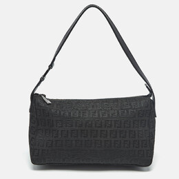 Fendi Black Zucchino Canvas Pochette Bag 1213425