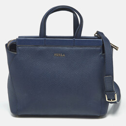 Furla Navy Blue Leather Small Talia Satchel 1213345