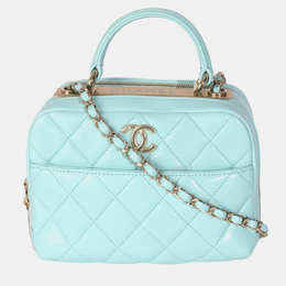 Chanel Light Blue Quilted Lambskin Small Trendy CC Bowling Bag 1213252
