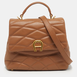 Aigner Brown Quilted Leather Maggie Top Handle Bag 1213179