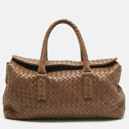 Bottega Veneta Brown Intrecciato Leather Flap Bowler Bag 1213118