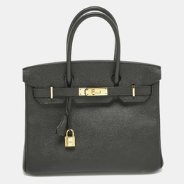 Hermes Noir Epsom Leather Gold Finish Birkin 30 Bag 1213147