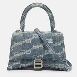 Balenciaga Blue BB Monogram Denim Small Hourglass Top Handle Bag 1213140