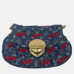 Louis Vuitton LV x MURAKAMI cherry print denim sunset hobo bag 1213066