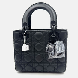 Christian Dior Black Cannage all black Matte Leather Small Lady Christian Dior Tote 1213048