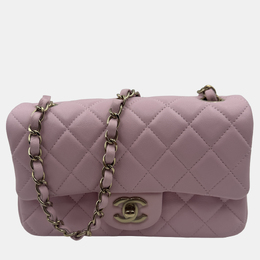 Chanel Pink Quilted Leather Mini Rectangle Classic Single Flap Bag 1212979