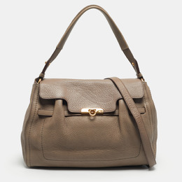 Salvatore Ferragamo Beige Leather Hortense Top Handle Bag 1212850
