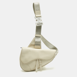 Christian Dior Off White Leather Saddle Crossbody Bag 1212838
