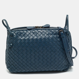 Bottega Veneta Navy Blue Intrecciato Leather Nodini Crossbody Bag 1212568