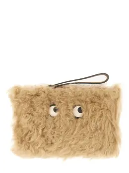 Anya Hindmarch-"Shearling Eyes" Clutch Bag-Donna 52592582394196