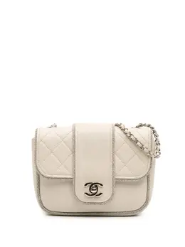 Chanel 2019 Mini Quilted Lambskin and Metallic Trim Elementary Chic Flap crossbody bag 32122369