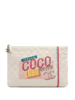Chanel 2016-2017 Large Quilted Printed Canvas Coco Cuba Libre O Case clutch bag 32122398