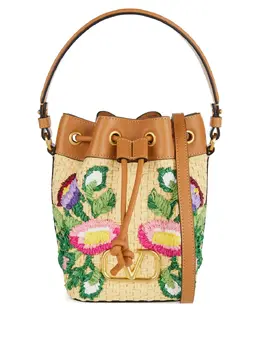 Valentino Garavani floral-embroidered bucket bag 29645274