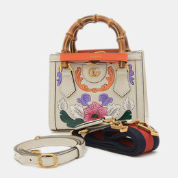 Gucci Ivory Floral Leather Diana Bamboo Mini Shoulder Bag 1214592