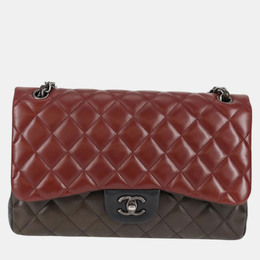 Chanel Classic Double Flap Brown Multicolor Leather Shoulder Bag 1214555