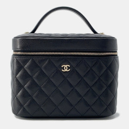 Chanel Vanity Black Leather Top Handle Bag 1214588