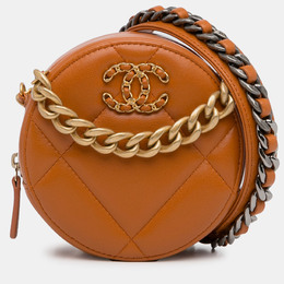 Chanel Brown Lambskin 19 Round Clutch with Chain 1214483
