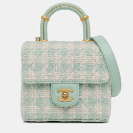 Chanel Blue Quilted Tweed Crush Top Handle Bag 1214481