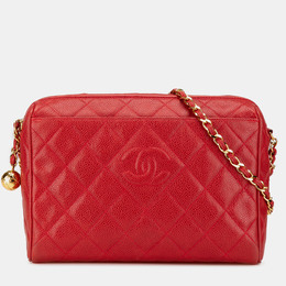 Chanel Red CC Quilted Caviar Chain Camera Bag 1214332