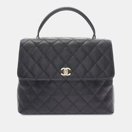 Chanel Black CC Quilted Caviar Kelly Top Handle Bag 1214261