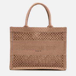 Christian Dior Brown Medium Embroidered Mesh Book Tote 1214216