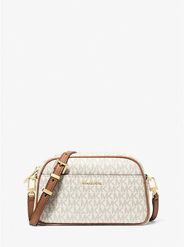 Маленькая сумка Jet Set через плечо для камеры с фирменным логотипом Michael Kors, Vanilla/Acorn 32f5gj6c5b | vanilla/acorn