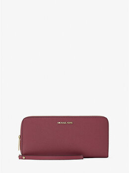 Большой дорожный кожаный клатч Jet Set из зернистой кожи Michael Kors, красный 35t7gtve7l | cherry