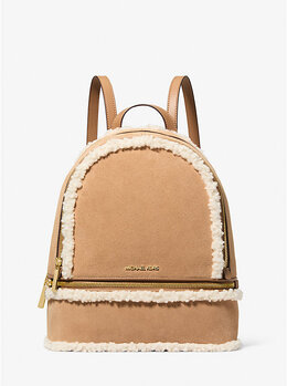 Средний замшевый рюкзак Rhea с искусственным мехом Michael Kors, коричневый 35f5grab2s | peanut
