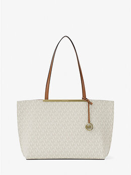 Большая сумка-шоппер Evelyn с фирменным логотипом Michael Kors, Vanilla/Acorn 30f5gq9t3b | vanilla/acorn