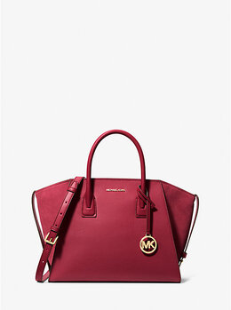 Большая кожано-замшевая сумка Avril Michael Kors, красный 35f4g4vs3l | cherry