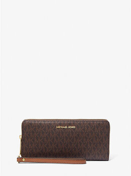 Большой дорожный кошелек-клатч Jet Set с логотипом Michael Kors, коричневый 35f8gtvt3b | brown