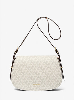 Средняя сумка-мессенджер Lydia с фирменным логотипом Michael Kors, Vanilla/Acorn 30r5gl0m2b | vanilla/acorn