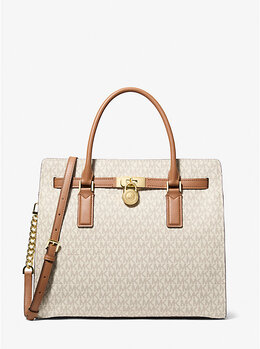 Большая сумка Hamilton Moderne с фирменным логотипом Michael Kors, Vanilla/Acorn 30f5gnxs3b | vanilla/acorn