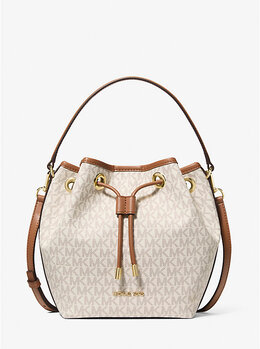 Средняя сумка-мессенджер Avery в форме мешка с фирменным логотипом Michael Kors, Vanilla/Acorn 30f5gq7m8b | vanilla/acorn