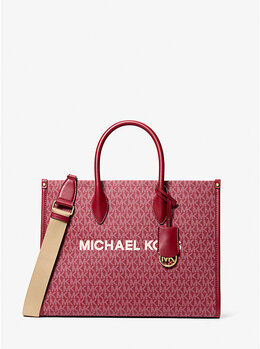Средняя металлическая сумка-шоппер Mirella с фирменным логотипом Michael Kors, красный 35f5g7zt2v | cherry