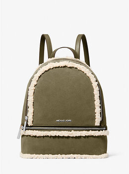 Средний замшевый рюкзак Rhea с искусственным мехом Michael Kors, зеленый 35f5srab2s | olive