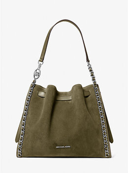 Большая замшевая сумка Mina на цепочке Michael Kors, зеленый 35f5s4ml3s | olive