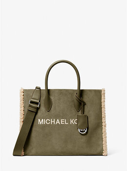 Средняя замшевая сумка-шоппер Mirella с искусственным мехом Michael Kors, зеленый 35f5s7zt2s | olive