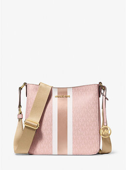 Маленькая сумка через плечо Jet Set с фирменным логотипом и полосками Michael Kors, розовый 35f5gtvc5k | powder blush
