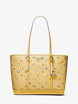 Большая сумка-шоппер Jet Set с фирменным принтом Michael Kors, желтый 35f5gtvt3u | honey