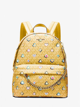 Средний рюкзак Slater с фирменным принтом Michael Kors, желтый 35f5g04b6i | honey