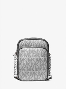 Средняя металлическая сумка через плечо Jet Set с фирменным логотипом Michael Kors, Silver Multi 35f2stvc2m | silver multi