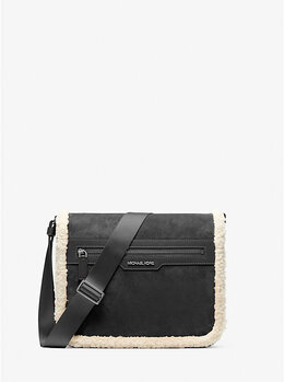 Замшевая сумка Cooper Messenger с отделкой «шерпа» Michael Kors, черный 37f5lcom2l | black