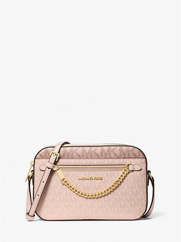 Большая металлическая сумка Jet Set через плечо с фирменным логотипом Michael Kors, розовый 35f5gttc9v | powder blush
