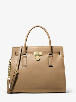 Большая кожаная сумка Hamilton Moderne Michael Kors, бежевый 30f5gnxs3l | husk