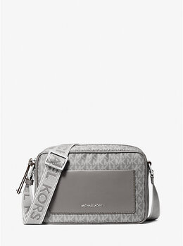 Большая сумка Jet Set через плечо с принтом и фирменным логотипом Michael Kors, серый 32f5sj6c7c | storm