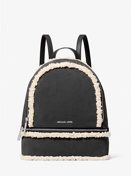 Средний замшевый рюкзак Rhea с искусственным мехом Michael Kors, черный 35f5srab2s | black