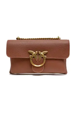 Pinko Brown Small Love shoulder Soft Leather Bag pltt104528 a29q l48q