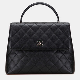 Chanel Black CC Quilted Caviar Kelly Top Handle Bag 1214441