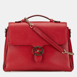 Gucci Red Medium Dollar Calf Interlocking G Satchel 1214405